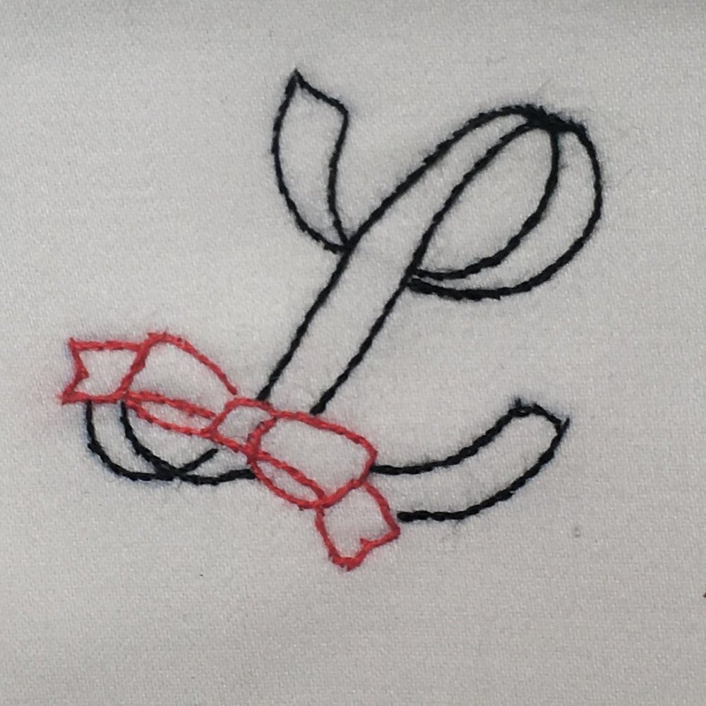 Hand Embroidered Monogram Letter “L”